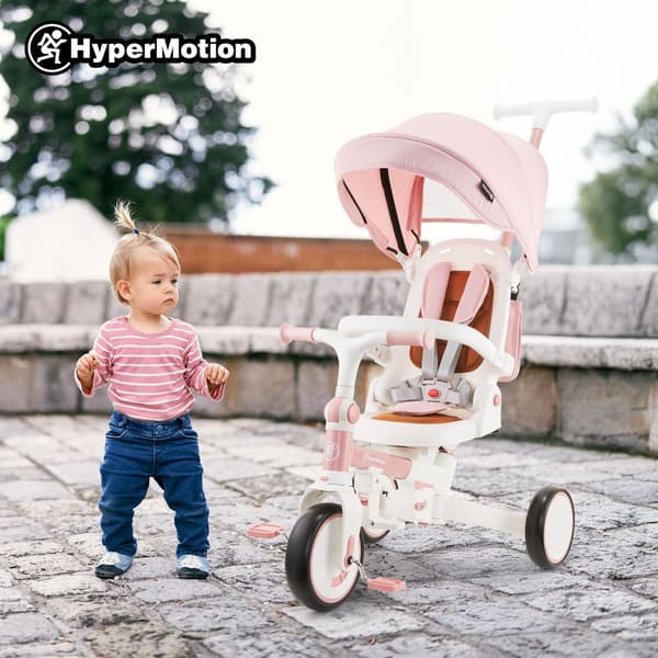 HyperMotion TOBI FOREST 8-i-1 trehjuling för barn – roterbart säte, EVA-hjul, solskydd, hopfällbar, 1–5 år