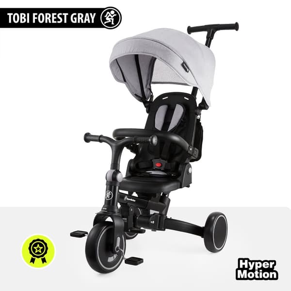 HyperMotion TOBI FOREST 8-i-1 trehjuling för barn – roterbart säte, EVA-hjul, solskydd, hopfällbar, 1–5 år
