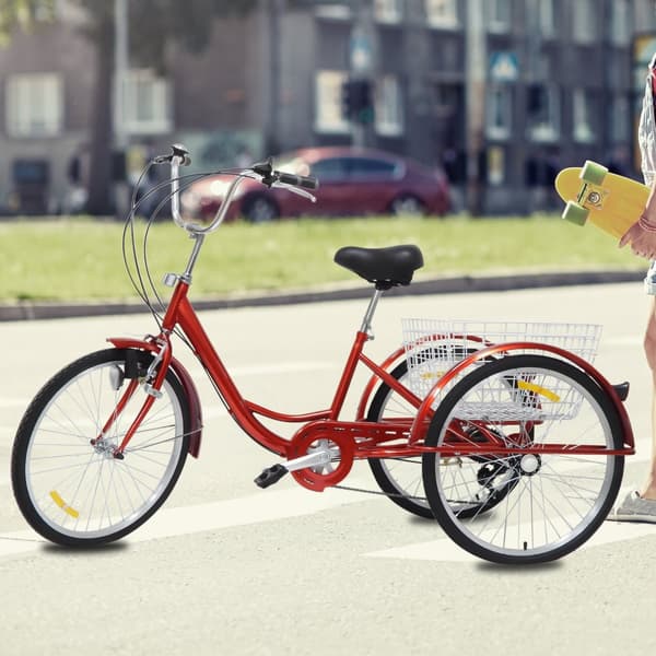 Bergtrehjulig cykel, 6-växlad, bakkorg