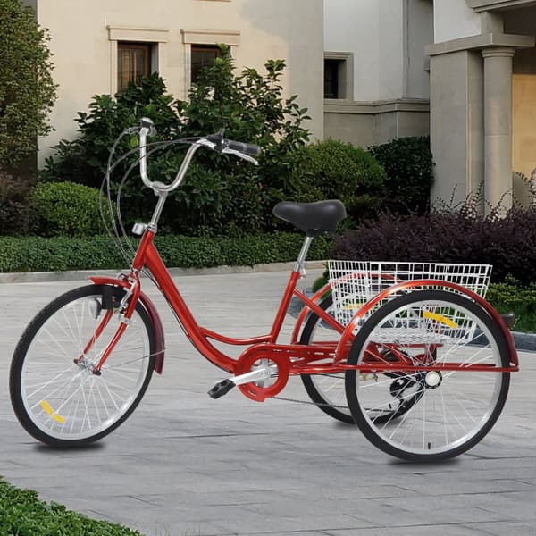 Bergtrehjulig cykel, 6-växlad, bakkorg