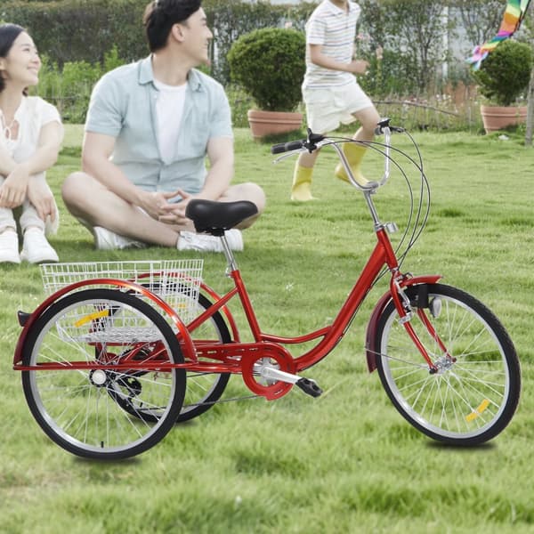 Bergtrehjulig cykel, 6-växlad, bakkorg