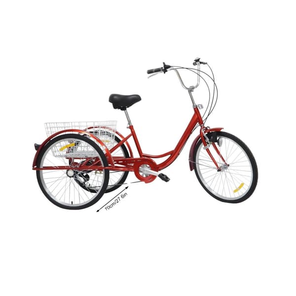 Bergtrehjulig cykel, 6-växlad, bakkorg