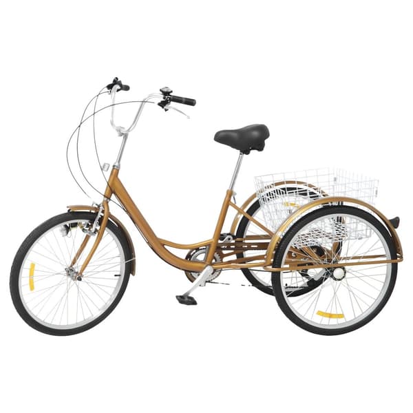 Trehjulig cykel, 24" hjulstorlek, unisexdesign,Guld