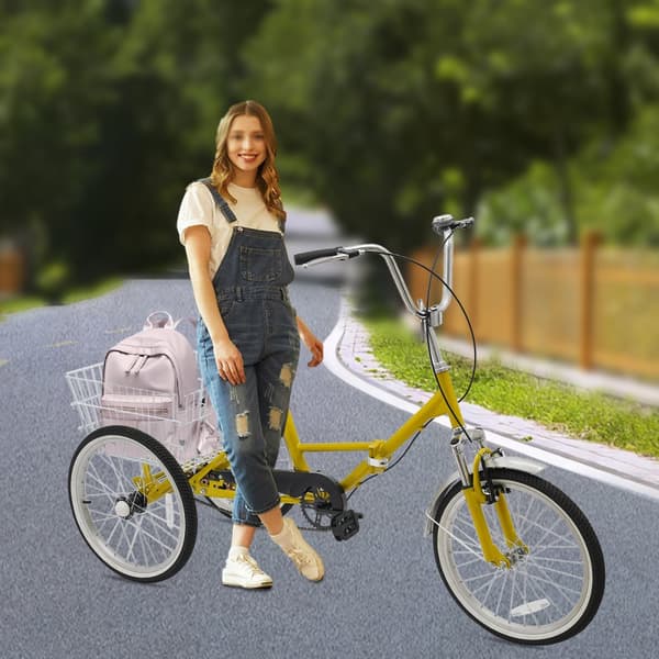 Vuxen Bergtrehjulig Cykel, Justerbar Höjd, Fällbar Design