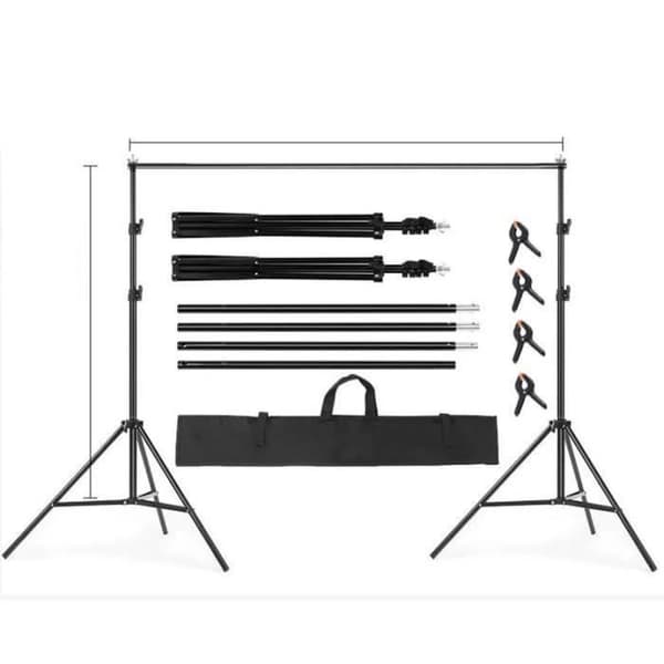 Stöd Fond Foto, 2x3m Stöd för Duk Projektor, Klämmor Fond x 4, Justerbar Professionell Stativ, Youtubeur Tiktok, Dekoration Bar