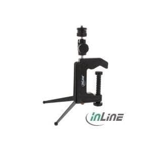 InLine® bordstativ 190 mm med skrueklemme, sort med kuglehoved (48009)