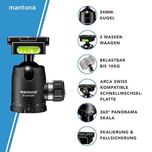 Mantona Fortress 34 Ball Head Svart