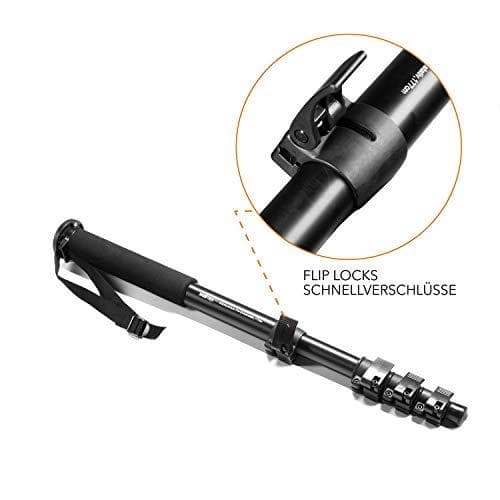 Walimex FT-1502 monopod i aluminium 177 cm (max. belastning ca 5 kg, inkl. handrem och transportväska)