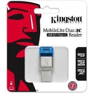 Kingston MobileLite Duo 3C - kortlæser (microSD, microSDHC UHS-I, microSDXC UHS-I) - USB 3.1 Gen 1 (FCR-ML3C)