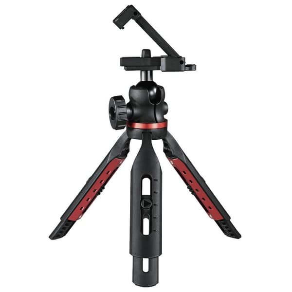 Hama Solid Bordstativ 1/4 tomme Arbejdshøjde: 16 - 19 cm Sort kuglehoved, vaterpas, inkl. smartphone holder