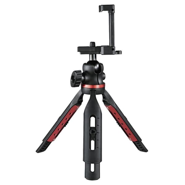 Hama Solid Bordstativ 1/4 tomme Arbejdshøjde: 16 - 19 cm Sort kuglehoved, vaterpas, inkl. smartphone holder