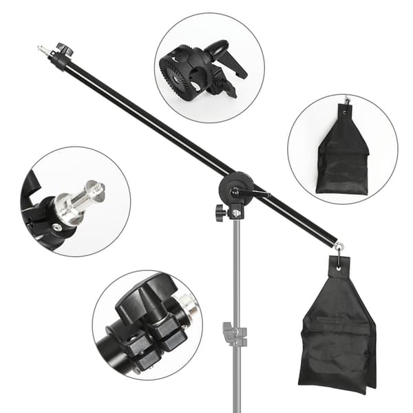 Fotostudio Kit Stativ Ljusställning - Korsarm, Viktpåse, Tillbehörs förlängningsstång 53-133 cm