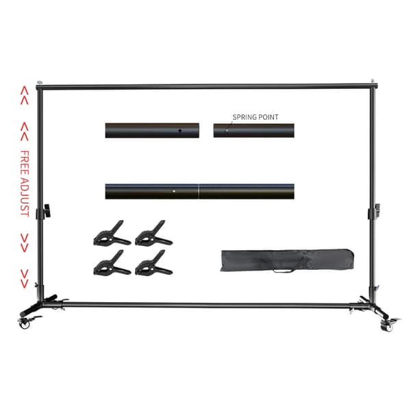 Fotostudio Baggrundsstativ, Mobil Pulley Ramme, Justerbar Højde,2x3M