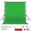 Miniatyrbild 2 av 2: Backdrop Support System Kit, Justerbart Bakgrundsställ, Inkluderar Sidoklammer och Klämmor,Med grön tyg, 2 x 2 M