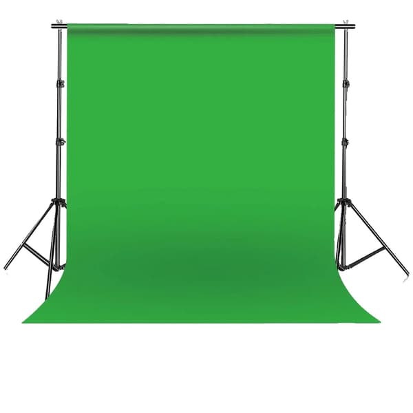 Backdrop Support System Kit, Justerbart Bakgrundsställ, Inkluderar Sidoklammer och Klämmor,Med grön tyg, 2 x 2 M