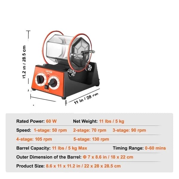 Rotary Tumbler Ytputsare, Smyckestrummelpolerare, Ädelstens DIY Mini-Tumbler