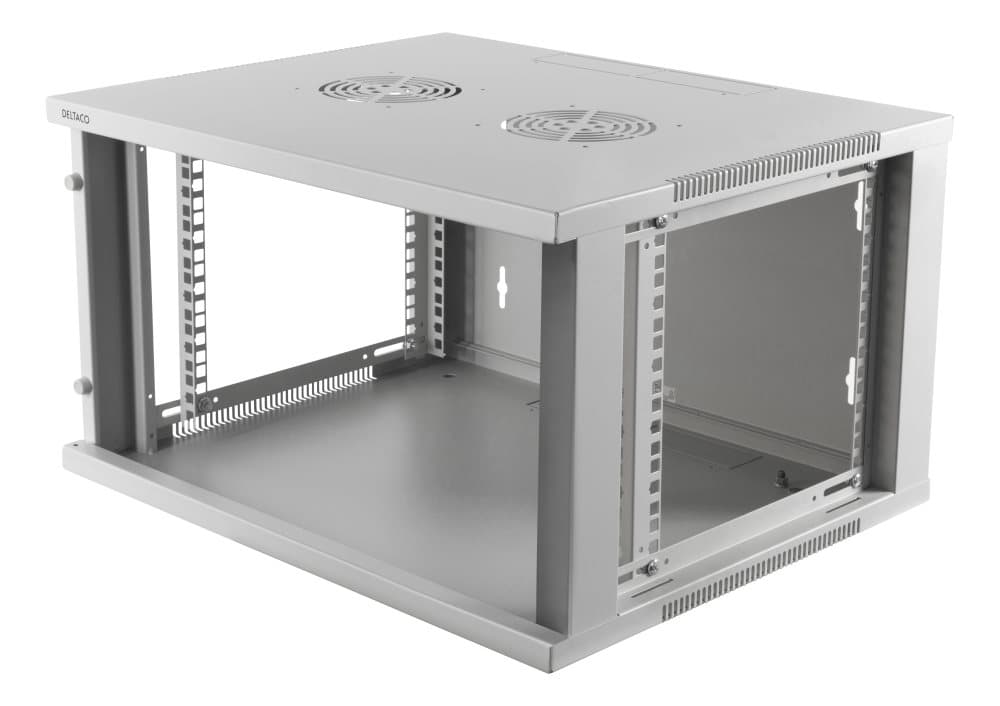 DELTACO 19" cabinet, 6U, 540x450mm, standing or wall mount, glass do
