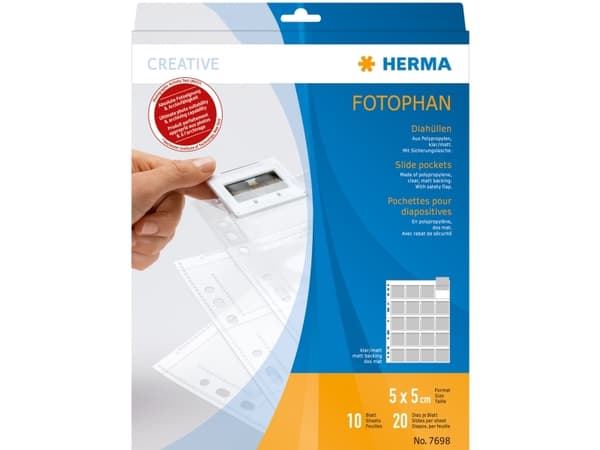 HERMA 7698, Läpinäkyvä, Polypropeeni (PP), 50 x 50 mm