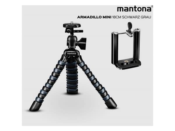 Mantona 22761 Ministativ Arbejdshøjde=80 - 180 mm Sort, Grå