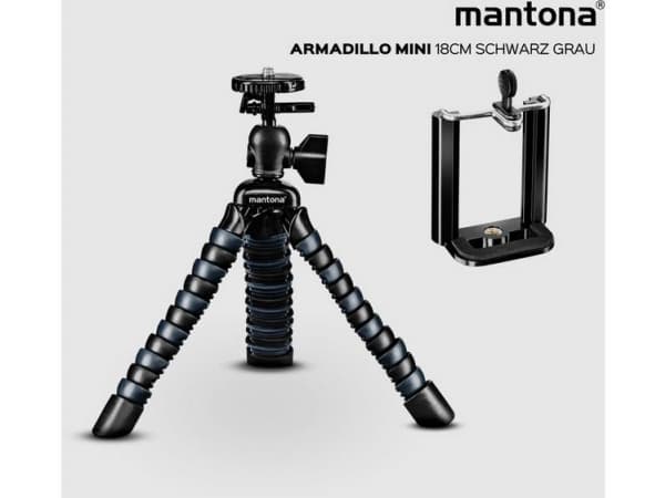 Mantona 22761 Ministativ Arbejdshøjde=80 - 180 mm Sort, Grå