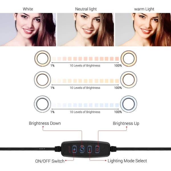 Selfie Lampa LED Ring Light med Ställbart Stativ 50 - 216 cm + Extrafäste för Mobiltelefon + Fjärrkontroll
