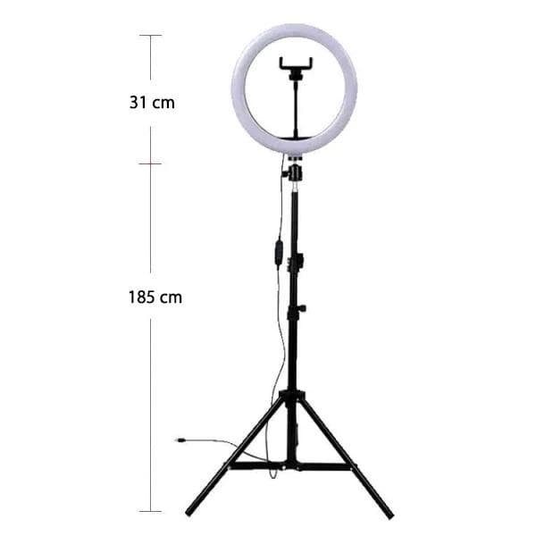 Selfie Lampa LED Ring Light med Ställbart Stativ 50 - 216 cm + Extrafäste för Mobiltelefon + Fjärrkontroll