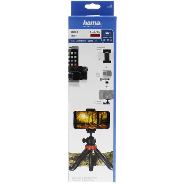 HAMA Bordstativ Kamera, Smartphone & GoPro FlexPro 27 cm Rød