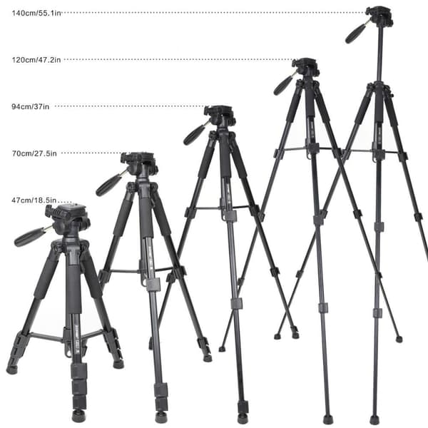 ZOMEi Q111 Portable Aluminum Tripod Stand Kit for Live Broadcast Video Photography and Wildlife Photography Black