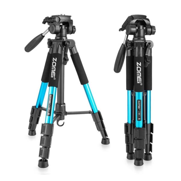 ZOMEi Q111 Portable Aluminum Tripod Stand Kit for Live Broadcast Video Photography and Wildlife Photography Black