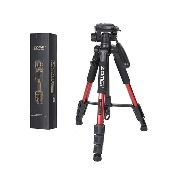 ZOMEi Q111 Portable Aluminum Tripod Stand Kit for Live Broadcast Video Photography and Wildlife Photography Black