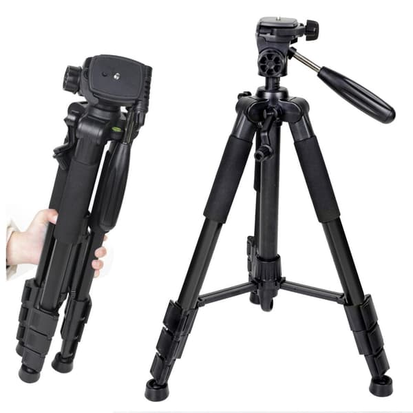 ZOMEi Q111 Portable Aluminum Tripod Stand Kit for Live Broadcast Video Photography and Wildlife Photography Red