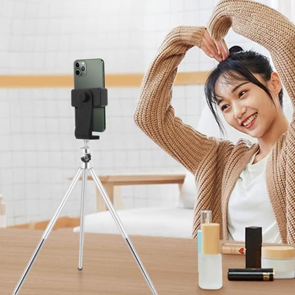 360° Roterande Smartphone Skrivbord Stativ LinQ förlängbara ben Silvergrå