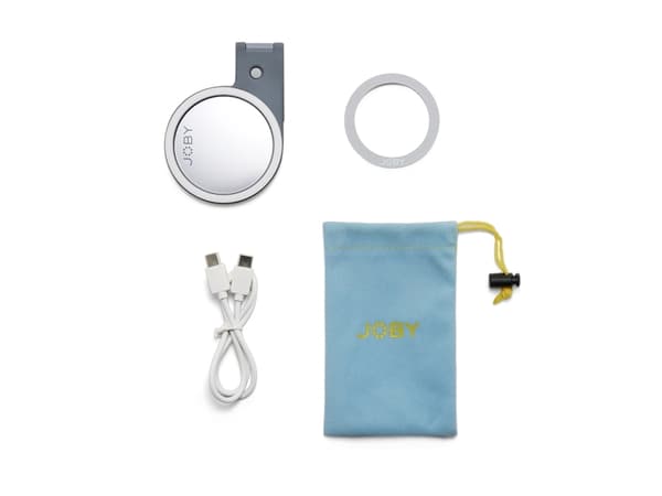 Joby Beamo, LED, Gjuten aluminium, Plast, 60 LM, 5600 K, Grå, iPhone with MagSafe, legacy iPhones, iPads, Android devices