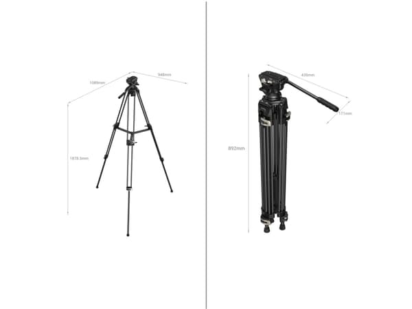SmallRig Tripod, 3 jalkoja, Musta, 186 cm, 4 kg