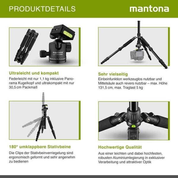 Mantona Lätt Resetripod Svart - 21965