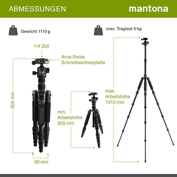 Mantona Lätt Resetripod Svart - 21965