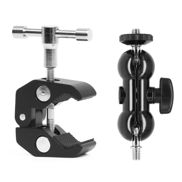 INF Dual Ball Head Magic Arm Mount med krabbaklämma för DSLR-kamera Svart
