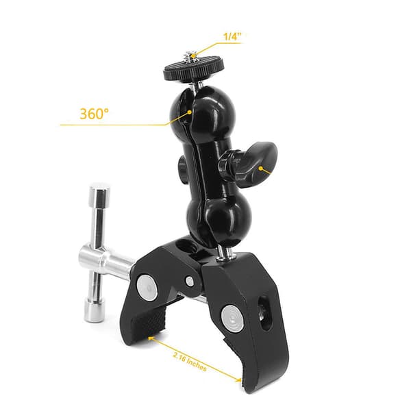 INF Dual Ball Head Magic Arm Mount med krabbaklämma för DSLR-kamera Svart