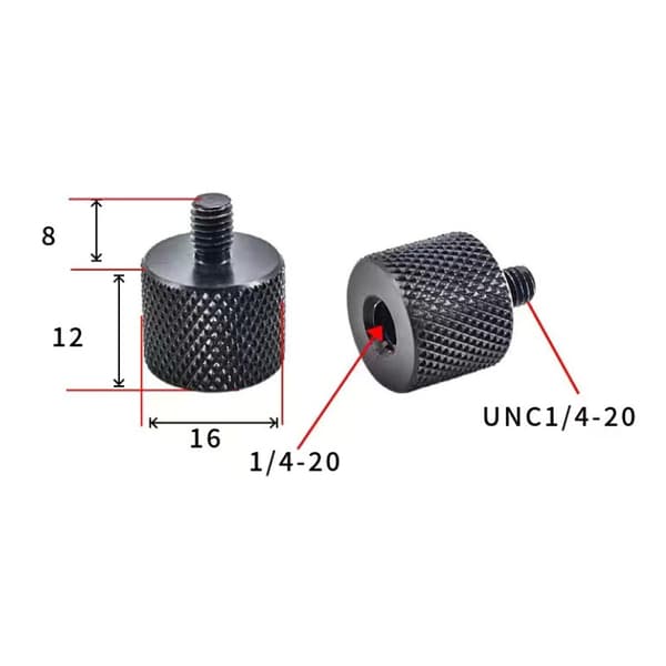 INF Adapter 1/4" til M10 til stativer og kameraer - 5-pak 1/4-20
