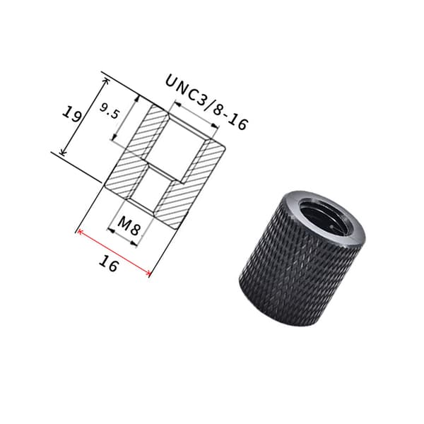 INF Adapter för stativgänga 3/8" hona till 3/8" hona - 5-pack svart M8