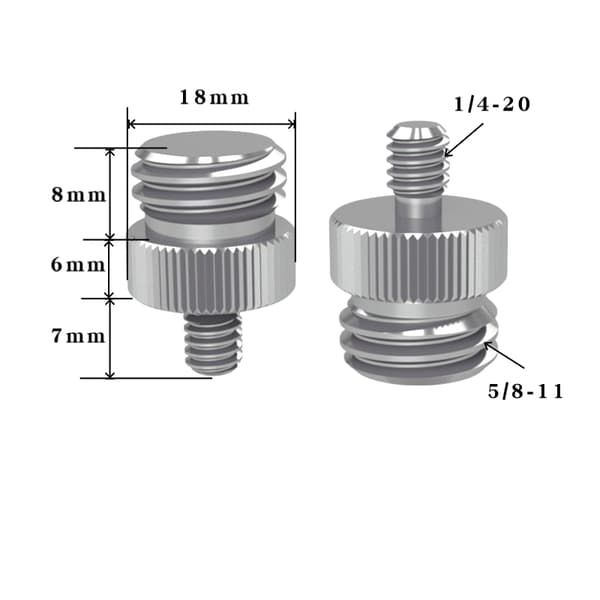 INF Stativadapter sett på 5: 1/4-20 tommer til 5/8-11 tommer gjengeadapter 1/4-20