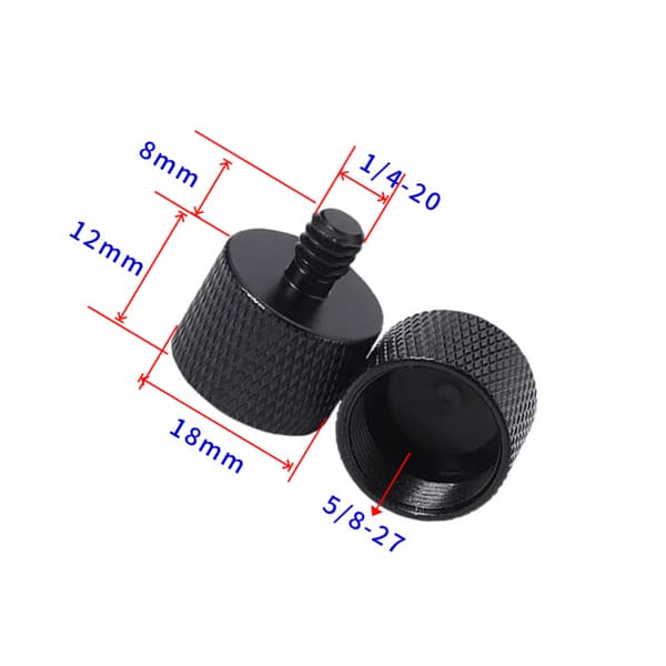 INF Stativhovedadapter 3/8" indvendigt gevind til 5/8" udvendigt gevind (sort) 5-pak 1/4-20