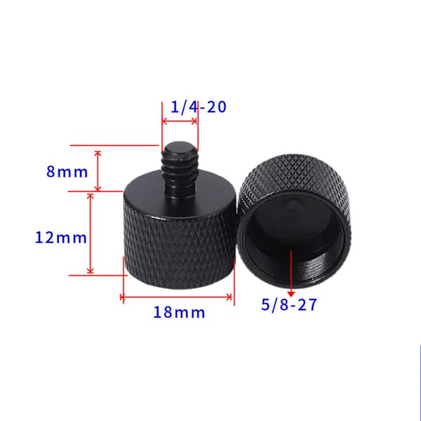 INF Stativhovedadapter 3/8" indvendigt gevind til 5/8" udvendigt gevind (sort) 5-pak 1/4-20