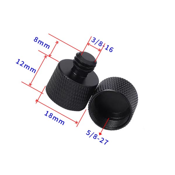 INF Adapter för stativhuvud 3/8 tum invändig gänga till 5/8 tum utvändig gänga (svart) 5-pack 3/8-16