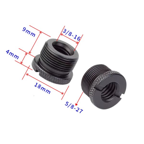 INF Adapter för stativhuvud 3/8 tum invändig gänga till 5/8 tum utvändig gänga (svart) 5-pack 3/8-16