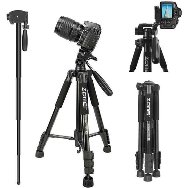 Flexibel stativ - ZoMei - Q222 - 2 i 1 - 3-vägs panoramahuvud - Lätt och justerbart