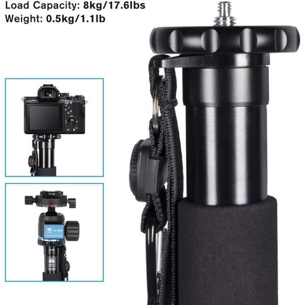 SIRUI Monopod Kamera, 6 Sektioner Bärbar Monopod i Aluminiumlegering, Multifunktionell Resemonopod i Hög Kvalitet