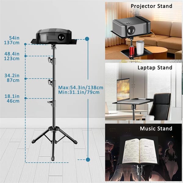 Justerbar tripod stativ, 125 cm maksimal højde, letvægts aluminium,125 cm