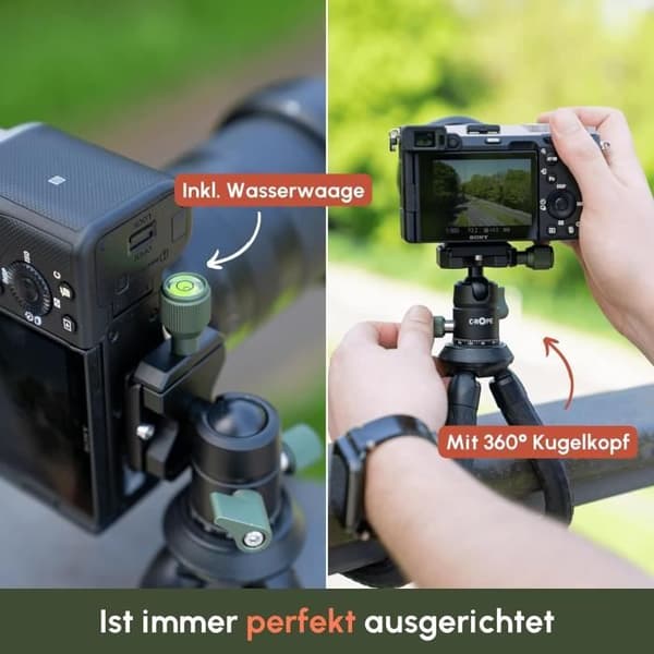 C-Rope Creatorpod Flexibelt Stativ för Kamera med 360-graders Kugghuvud, Maximal belastning 2 kg, Arca Swiss