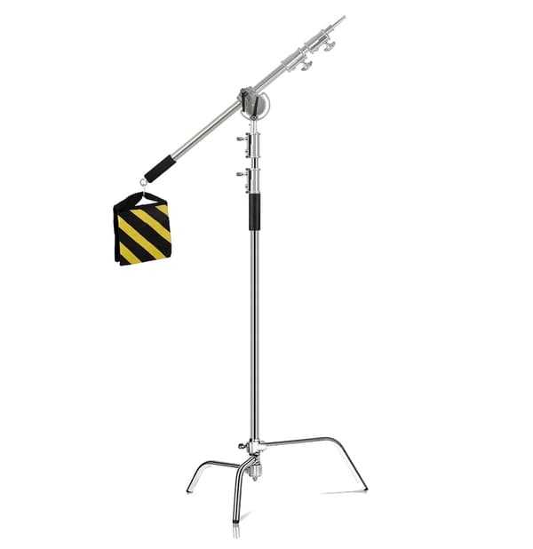 Valokuvaus C-tuki, maksimi korkeus 260 cm, 40" tartuntakäsi,2.6M ristikkopalkilla